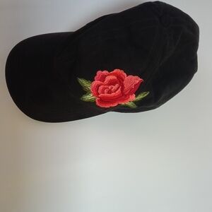 David and Young Black Velvet Cap with Red Rose Patch